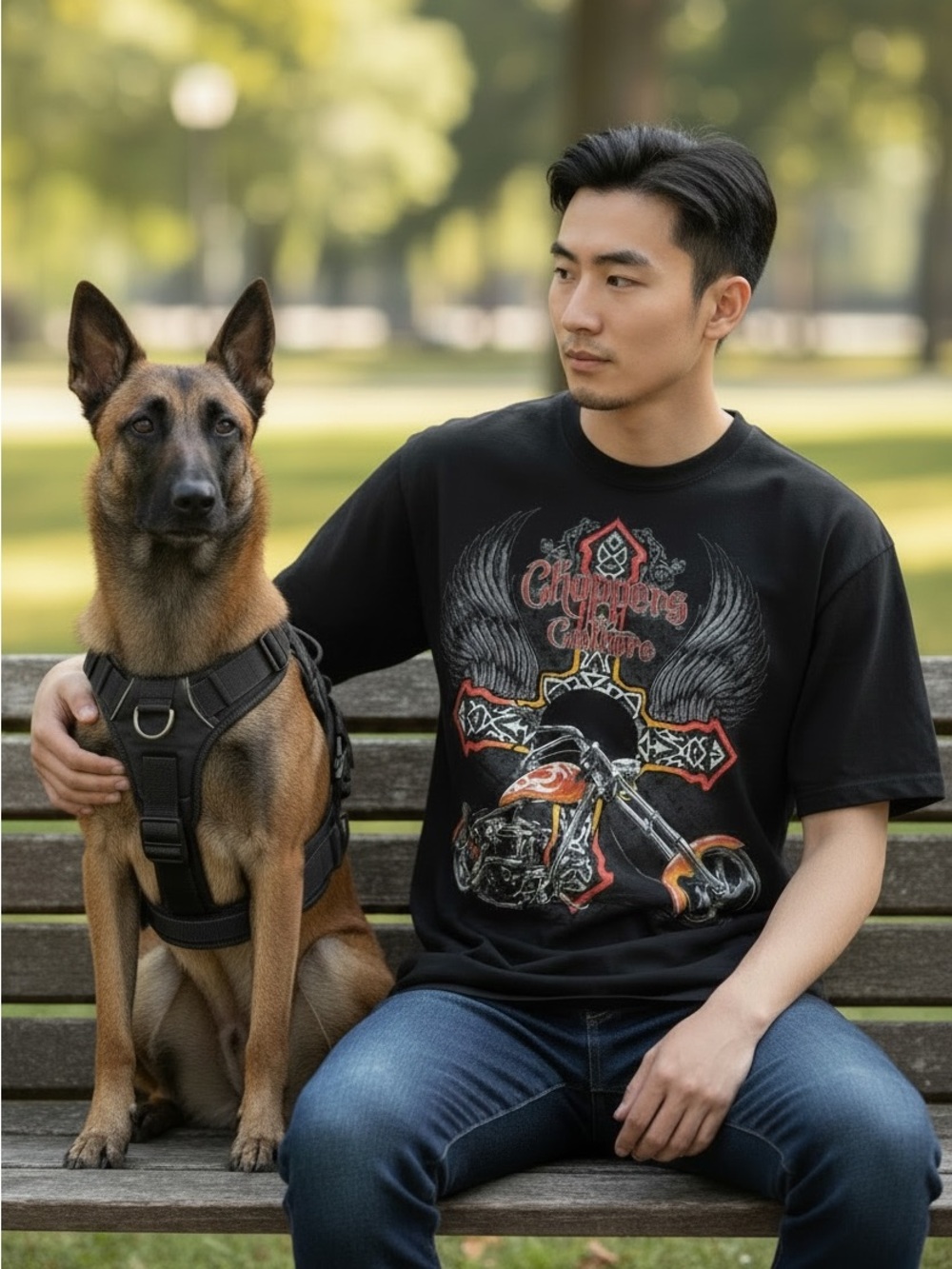 Choppers Culture Men's Black Graphic Motorcycle T-Shirt-Size Medium